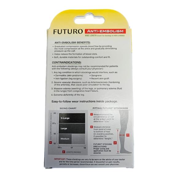 Futuro Anti-Embolism Knee Length Closed Toe Stockings Medium White - Picture 7 of 11